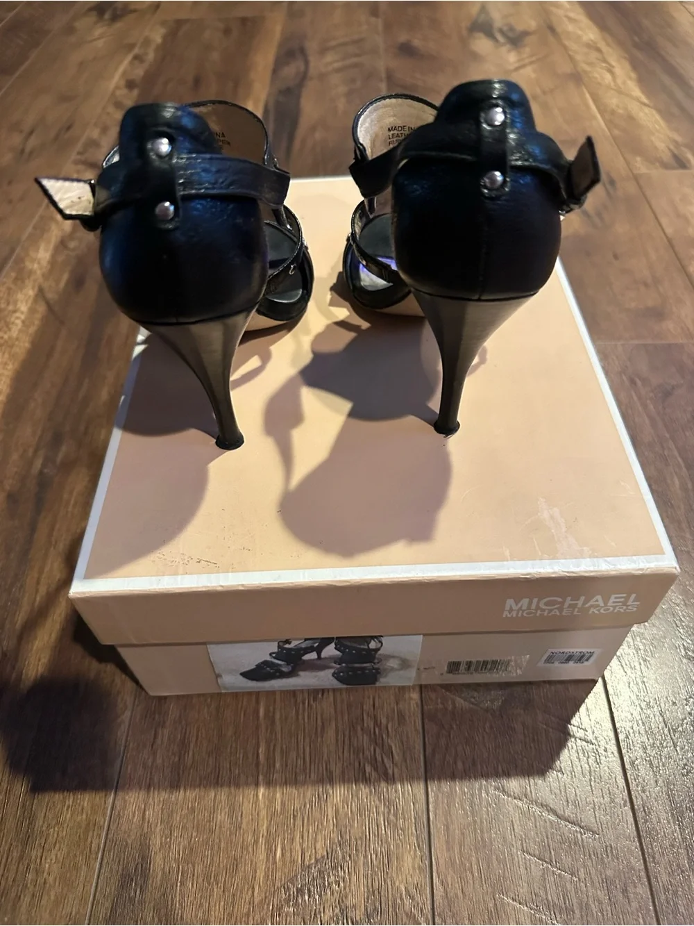 Michael Kors Black Studded Leather High Heel Sandals